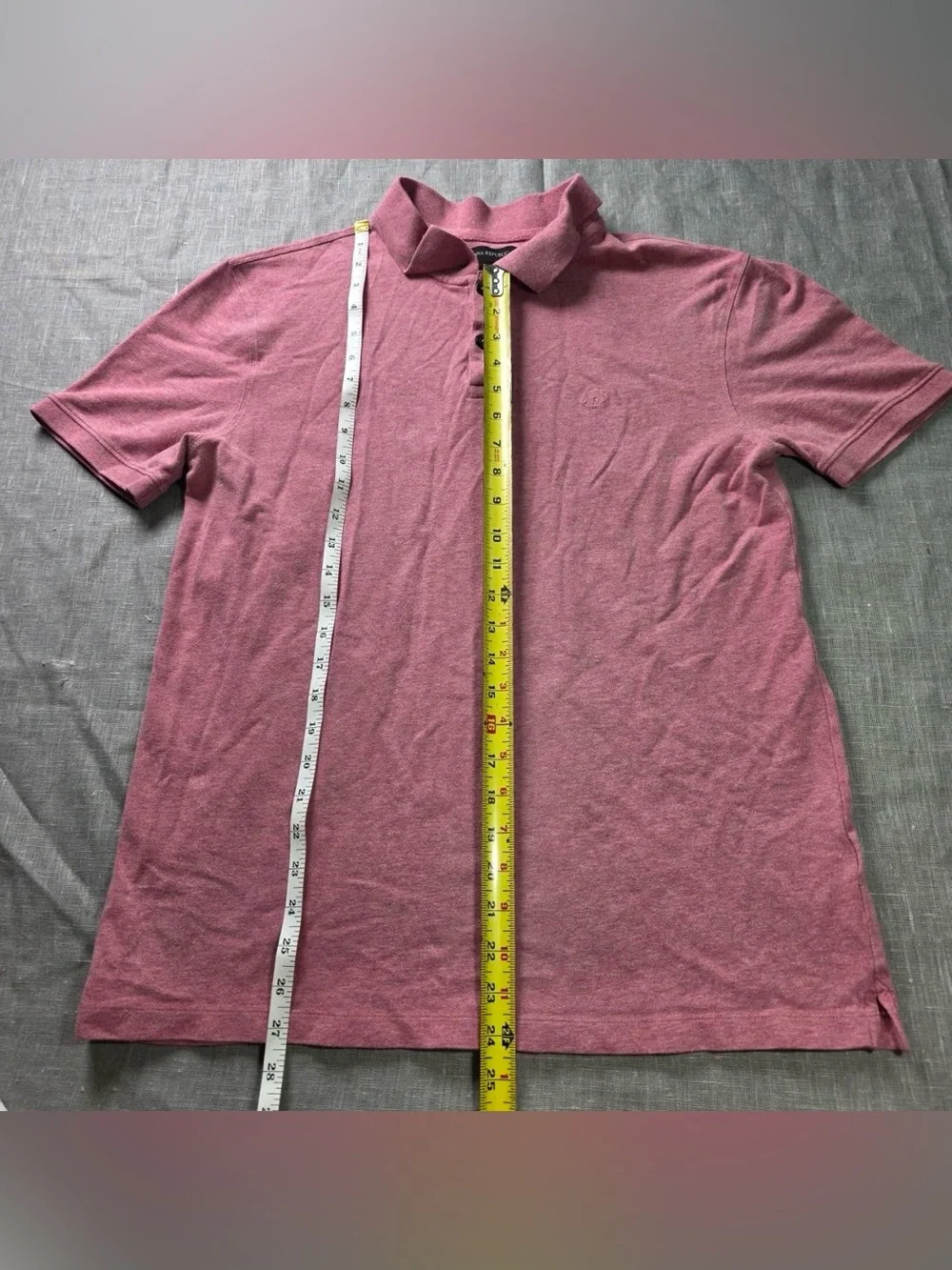 Banana Republic Men's Heather Pink Slim Fit Short Sleeve Polo Shirt - Size L